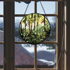 Bamboo Forest Stained Glass Window Hanging Suncatcher Gifts for Women 9.8" - Image 4