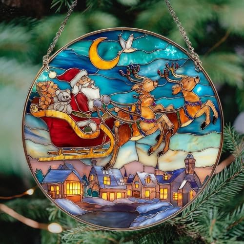 Santa Sleigh Christmas Mosaic Effect Acrylic Suncatcher - Image 4