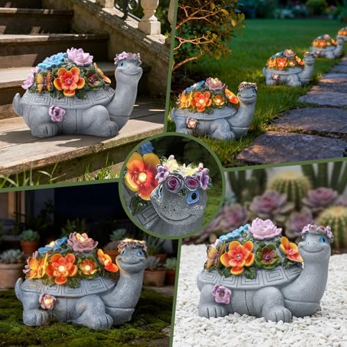 Large Solar Turtle Garden Statue,Outdoor Animal Statues for Garden,Yard,Lawn,Patio,Porch, Balcony, Unique Birthday Gifts for Mom, Women, and Grandma - Image 2