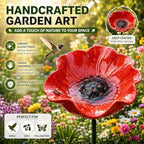 Metal Flower Garden Stakes, Mini Bird Bath and Bee Watering Station with Detachable Copper-Tone Stake, Shallow Alloy Flower Bowl for Garden Yard Patio Butterfly Puddler Decor Gift (Orange, 5 Pcs) - Image 3