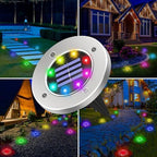 Color Changing Solar Ground Lights Outdoor, 4 Pack 8 LED Color Changing Solar Disk Lights Waterproof Garden In-ground Pathway Lights Landscape Lighting for Pathway Garden Yard Lawn Walkway Decor - Image 7