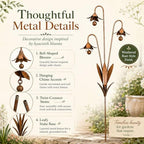 Metal Bluebell Garden Stake with Bells, Triple Flower Wind Chime Outdoor Yard Art, Decorative Stake for Patio Lawn Pathway Flower Bed Planter, Rustic Decor 2pcs - Image 4