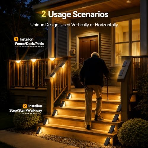 TECKNET Solar Step Lights for Outside, Warm White Solar Stair Lights 8 Pack - Image 3