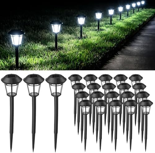 Tuanse 20 Pack Solar Pathway Lights Outdoor - Waterproof LED Bulk Solar Landscape Walkway Lights for Yard Garden Patio Lawn Decoration(White Light) by Tuanse