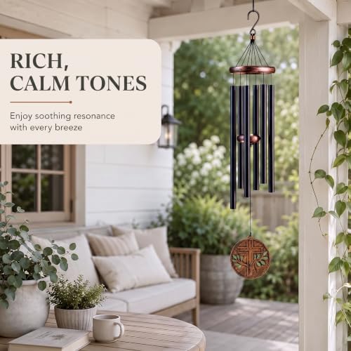 Cross Wind Chimes for Outside Deep Tone, Gift for Women Mom - Image 2