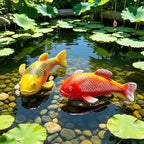 Teaeeno Set of 2 Koi Fish Garden Stakes, Red & Gold Resin Sculptures, Weatherproof Outdoor Patio Pond Decor, Feng Shui Yard Art, Easy Setup Gift (Red & Yellow) - Image 4