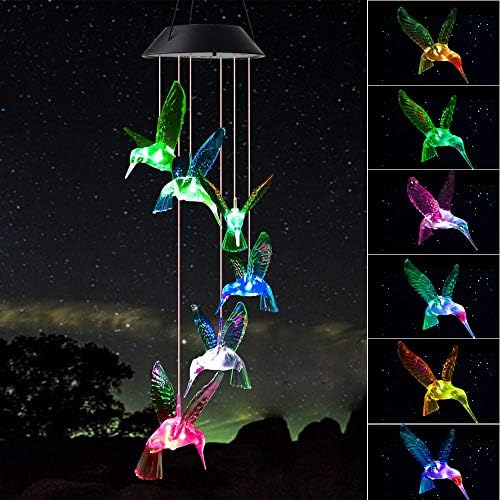 ShangTianFeng Solar Hummingbird Wind Chime, Gifts for Friends Female,Friendship Gifts for Women,Women Gift,Grandma Gift,Mother Birthday Gift from Daughter,Gardening Gift,Hanging Solar Lights,mom by ShangTianFeng