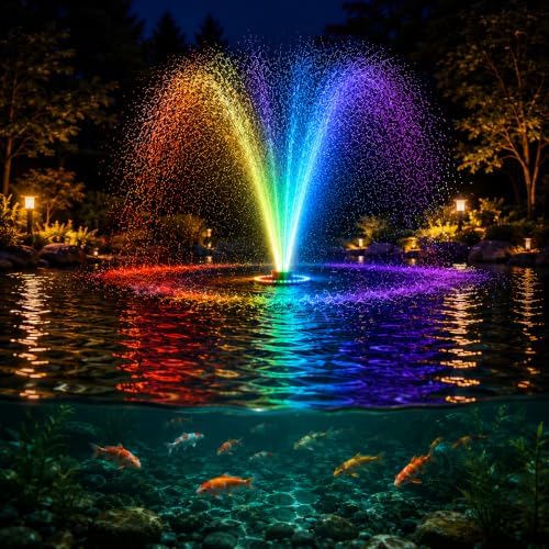 Pond Fountain Aerator with Lights RGB Light 1HP 750W 110V Fountain - Image 6