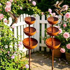 3 Tier Rusted Metal Rain Catcher Stake, Rustic Stacked Bowls Rain Gauge Garden Decor, Vintage Outdoor Yard Art for Lawn Patio Backyard (2) by Unknown