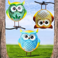 Owl Garden Decor Set of 3 Metal Glass Stand Tree Hugger Fence Outdoor Stake by LEGIFOGardenDecor