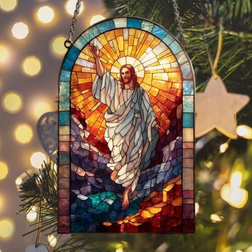 Radiant Mosaic Jesus Christ Acrylic Suncatcher - Image 6