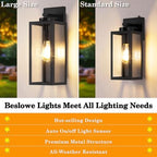 BesLowe 15" Large Upgraded Dusk to Dawn Outdoor Wall Lights, Matte Black - Image 2