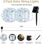Solar Rope Lights Outdoor Waterproof 2 Pack, 66ft 200 LED White String Lights with 8 Modes, Flexible Clear Tube Fairy Lights Auto On/Off for Garden Patio Fence - Image 5