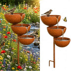 Rain Catcher Bird Bath, 3 Tiered Metal Bird Bath for Outside (Light Copper) by Unknown