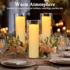 14" x 4" Large Outdoor Candles Waterproof Flickering LED Flameless Candles Battery Operated with Timer - Realistic LED Pillar Candles with Remote for Wedding Festival Home Decor Ivory 2 Pack - Image 2