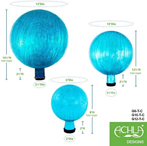 Achla Designs 6-Inch Crackle Gazing Globe Ball, Teal - Image 3