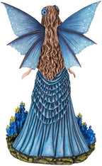 Pacific Giftware Lavender Fairy Figurine 16.54” Tall with Elegant Blue Wings and Floral Gown Exquisite Resin Fairy Statue for Indoor Home and Outdoor Garden Decor - Image 2