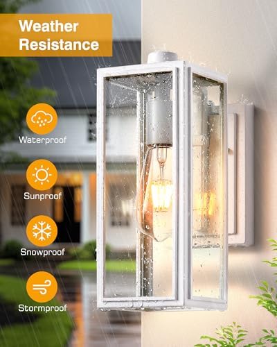 VIANIS White Outdoor Lighting Fixtures, Dusk to Dawn Outdoor Lighting, Exterior Light Fixture Wall Mount for House, Anti-Rust Aluminium Porch Lights Outdoor for Patio, Entryway - Image 4