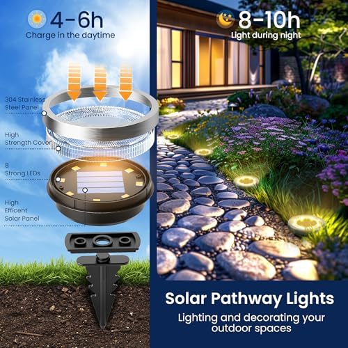 SOLPEX 16 Pack Solar Ground Lights Outdoor, Backyard Decor Warm White - Image 3
