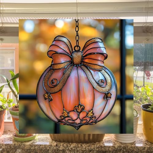 Pink Knot Pumpkin Fall Autumn Acrylic Suncatcher - Image 4