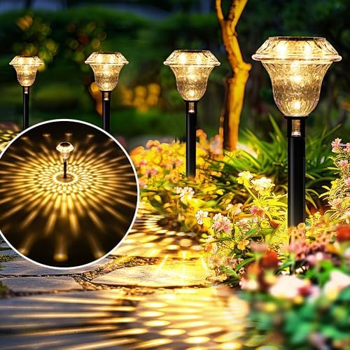 SOLPEX Solar Pathway Lights, Waterproof Fall Garden Decor 6 Pack Warm White by Solpex