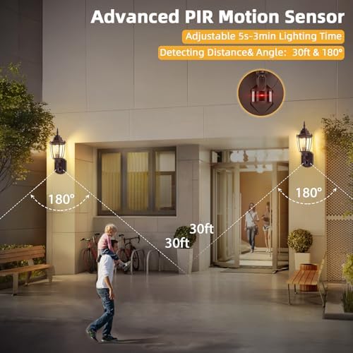 Lamomo Motion Sensor Outdoor Wall Lights, Porch Lighting Lamp, Bronze - Image 3