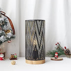 JHY DESIGN Metal Lamp Battery Powered 11''H Accent Cordless Decor Battery Lamp with 6-Hours Timer for Weddings Party Patio Garden Indoor Outdoor Table Balcony Christmas Decorations (with Wooden Base) - Image 5