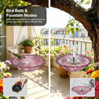 Hanging Solar Bird Bath Fountain Solar Powered Bird Bath Fountains Water Pump with 8 Spray Heads Water Feature for Hummingbirds in Garden Yard Patio, Purple - Image 2