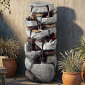 Outdoor Water Fountain 7-Tiers Cascading Rock Waterfall by Unknown