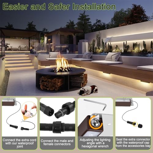 Retaining Wall Lights,12 Pack 7 Inch LED Hardscape Lighting,12-36V 2.5W Low Voltage Fence Lights,Outdoor Step Lights with IP67 Waterproof 2700K Warm Light - Image 4