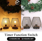 NEEDOMO Set of 6 Battery Operated Lamp Outdoor Table Lantern, LED Metal Cage with Timer Mode, Vintage Decorative Lights Cordless Lamp Indoor Outdoor Patio Bedroom Living Room (Golden) - Image 4