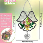 KY&BOSAM Angel Suncatcher I Love You Mom Stained Glass Panels Suncatchers for Windows Wind Chime with Pressed Flower Glass and Metal Heart Charm Birthdays Gift for Mom Mothers Day Valentines Christmas - Image 3
