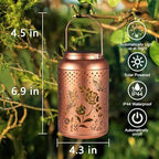 2 Pack Solar Lanterns Outdoor Waterproof, Butterfly Rose Garden Decor Birthday Gifts for Women Mom Grandma Hanging Solar Lights Metal Solar Decoration Outside for Yard, Patio, Lawn - Image 6