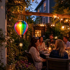 Chevron Rainbow Hot Air Balloon Solar Lantern with Flickering Flame - Image 5