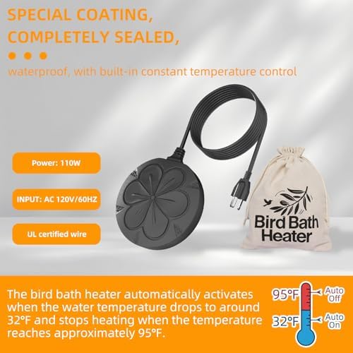 2Pack 110W Bird Bath Heater for Outdoors in Winter–Cast Aluminum Submersible Pond Deicer,Thermostatic Chicken Water Heater - Image 2
