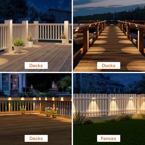 NIORSUN Solar Fence Lights Outdoor 8 Pack, IP65 Waterproof Large Size LED Solar Deck Lights with Lenses, Auto ON Off Warm White Step Lights for Outside, Patio, Fence, Yard and Railing Decor (White) - Image 2