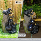 23.62" Bear Outdoor Water Fountain with LED Lights, Cascading Garden Water Feature for Patio, Yard & Balcony Decor - Image 4