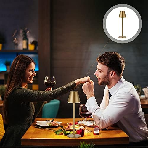 Timjorman 1-Pack Cordless Table Lamps - 5000mAh Rechargeable Battery Operated Desk Lamp, 3-Level Dimmable LED Night Light for Bedroom, Dining, Restaurant - Metal Design (Bronze 1-Pack) - Image 4