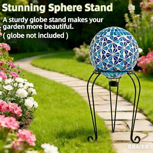 SAVENNA Metal Gazing Ball Stand, 10" Sturdy Iron Globe Holder for 8–12 Inch Garden Globes, Outdoor Yard & Lawn Decor, Black - Image 5