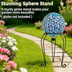 SAVENNA Metal Gazing Ball Stand, 10" Sturdy Iron Globe Holder for 8–12 Inch Garden Globes, Outdoor Yard & Lawn Decor, Black - Image 5