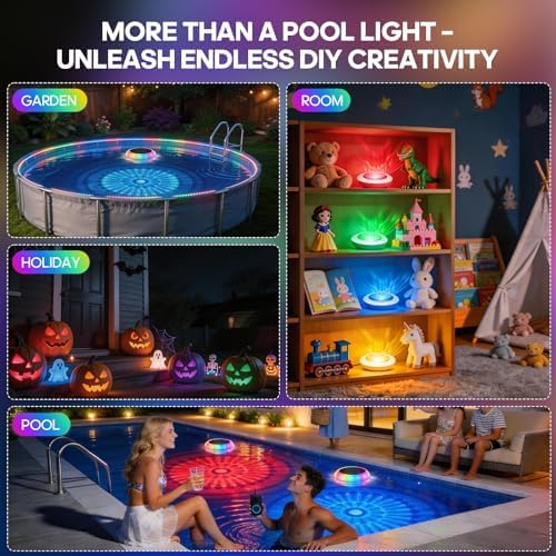 Solar Floating Pool Lights, 6.5in 3200mAh RGB Up and Down Color Changing - Image 6