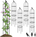 4 Pack Garden Obelisk Trellis for Climbing Plants Outdoor, 6FT Adjustable Metal Plant Support with 3 Decorative Tops, Black Rustproof Trellis for Roses, Tomatoes, Clematis & Vines by SORANGEUN