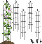 4 Pack Garden Obelisk Trellis for Climbing Plants Outdoor, 6FT Adjustable Metal Plant Support with 3 Decorative Tops, Black Rustproof Trellis for Roses, Tomatoes, Clematis & Vines by SORANGEUN