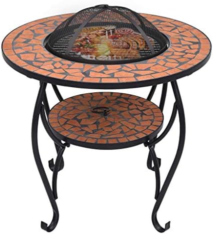 Mosaic Fire Pit Table Terracotta,Campfire Tripod,BBQ Grill, Rustic Fire Pit,Outdoor Fire Pit,for Outside Garden Bonfire Party and Patio26.8 Ceramic - Image 3
