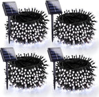 4 Pack 180FT Solar Christmas Lights Outdoor Waterproof, Super Bright 320 LED Solar String Lights with 8 Lighting Modes, Green Wire Solar Twinkle Fairy Lights for Outside Tree Xmas Party(Cool White) by SANJICHA