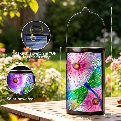MUMTOP Dragonfly Solar Lantern Outdoor Waterproof, Hanging Garden Light - Image 3