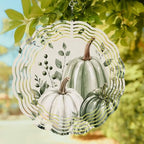 10 Inch Thanksgiving Fall Wind Spinner for Yard and Garden,Green Pumpkin Autumn Eucalyptus Rustic Floral Hanging Ornaments Outdoor 3D Kinetic Wind Sculpture Spinners Indoor Outdoor Patio Décor Gift - Image 2