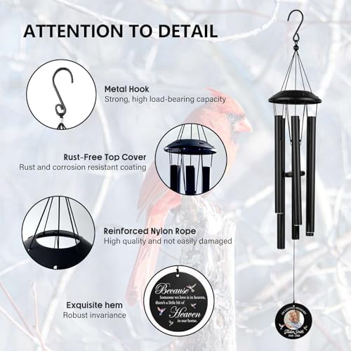 Customized Photo 32" Wind Chimes Memorial Mom Dad Gifts - Image 3