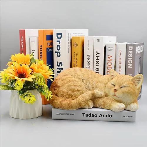 Garden Decor 11.4” Cat Statue Outdoor Statue, Cat Figurines Garden Statues & Sculpture Decoration, Sleeping Cat Statue Decor for Patio, Porch and Lawn, Gifts for Cat Lover and Mom, Cat Memorial Stone - Image 2