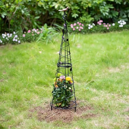 Garden Obelisk 41" Metal Trellis - Sturdy Support for Roses & Vines - Image 4